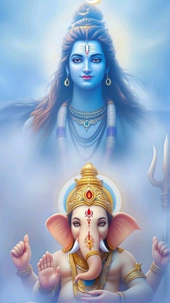 Shiv ji with ganesh ji photo Frame 12 inch Reprint-image-40