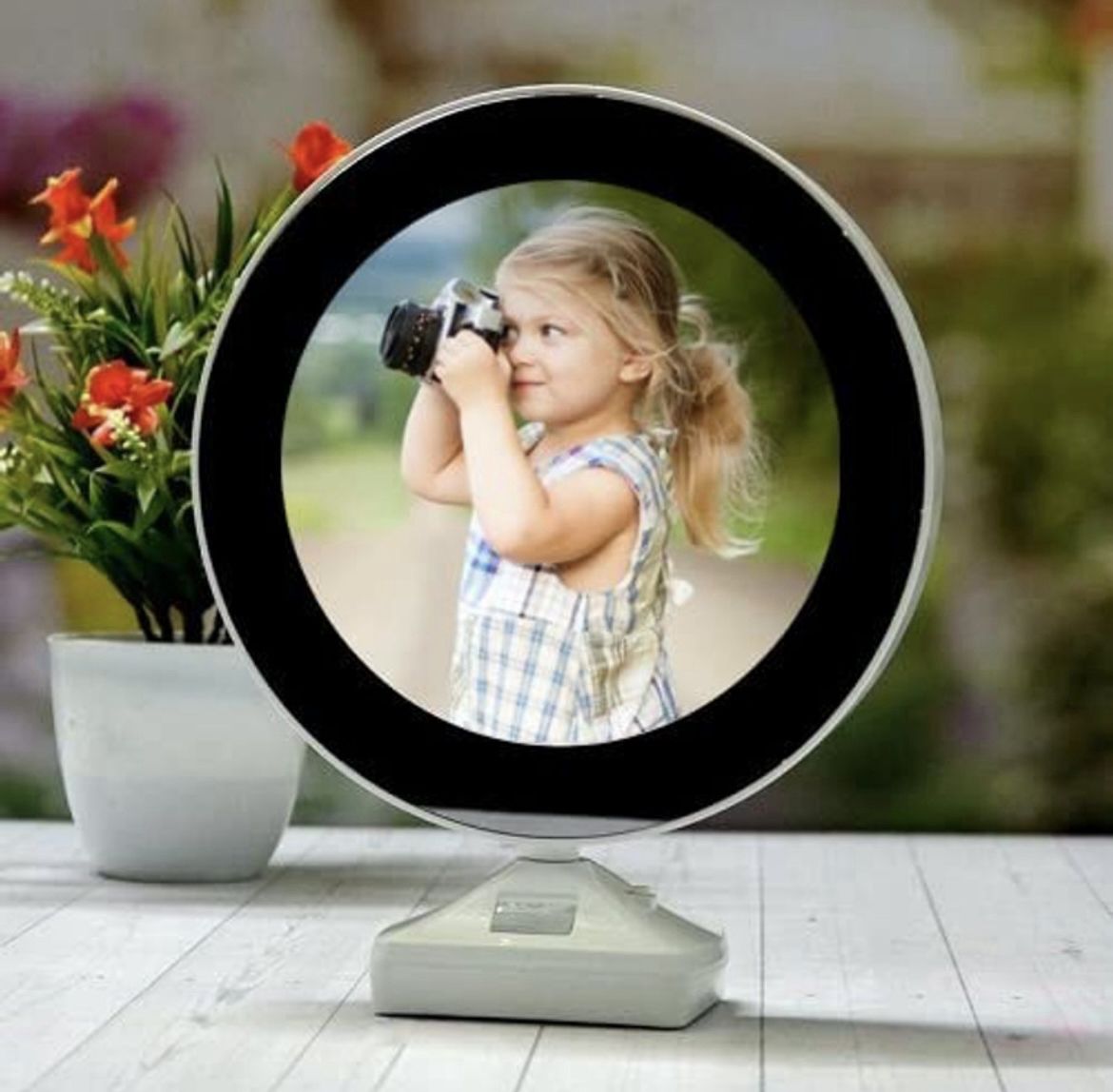 Magic mirror white 7 inch This is a magic mirror like a 3d, Light’s photo frames