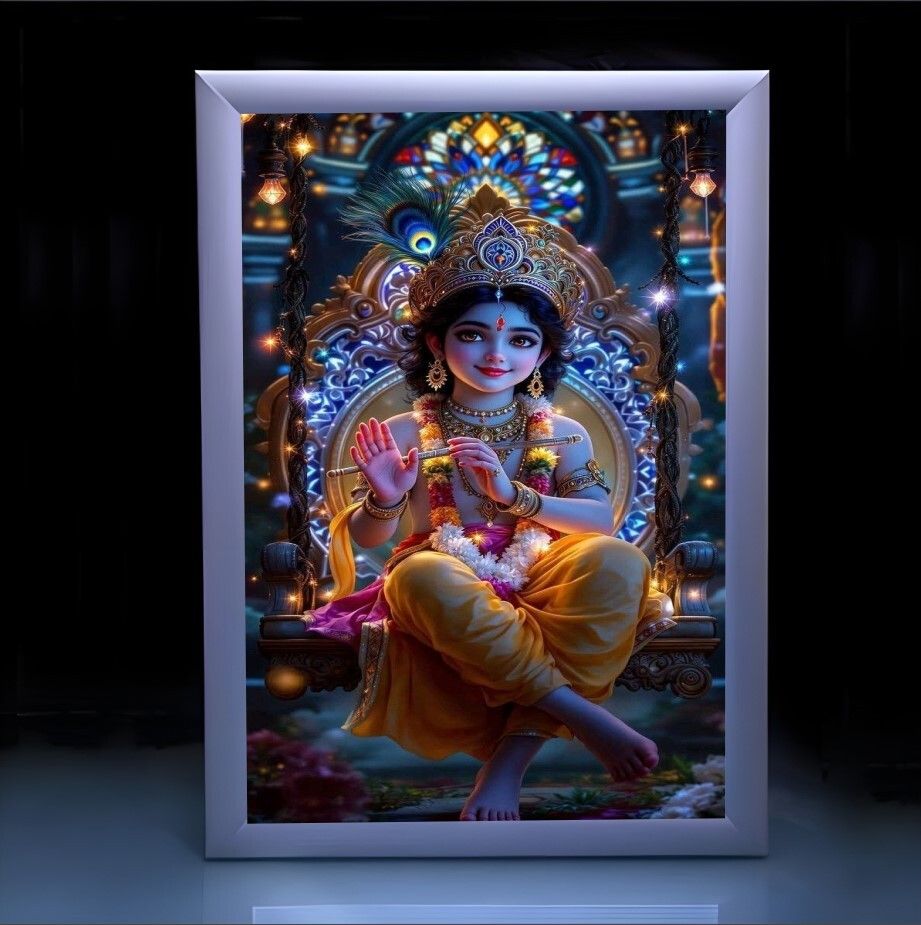 Kanha LED Photo Frame for Pooja Room Home Temple Decorative Item Religious Frame 18 inch Wall Decor-image-34