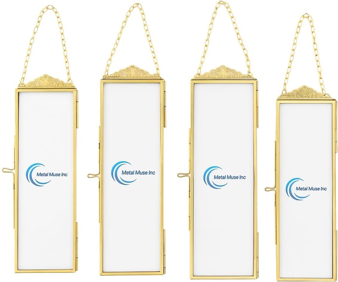 metal muse inc Home Décor Essentials – Photo Frame Set 3.25 inch Wall Hanging Brass & Glass Photo Frame – Pack of 4 (2 Large + 2 Small)-picture-43
