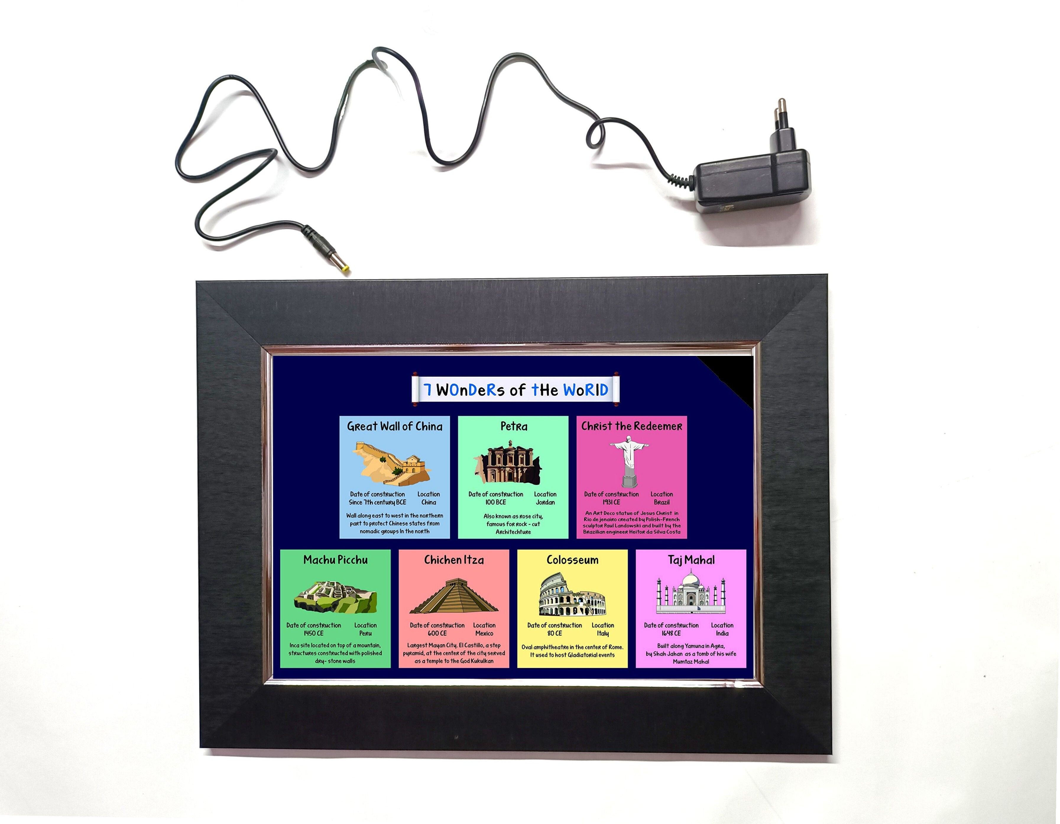 7 WONDERS OF WORLD LED FRAME 11.5 BY 15.55 15.5 inch LED PHOTO FRAME-image-23