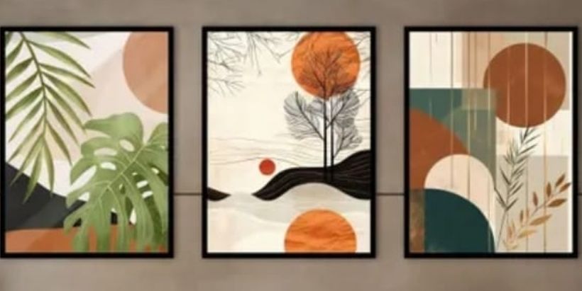 Set of 3 Premium Abstract Wall Art Frames for home decore 13 inch wall-image-3