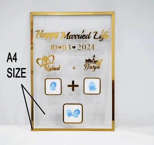 Acrylic Thumb Impression Gift | Wedding Thumb Print | Couple Gift 12 inch Wedding Thumb Print