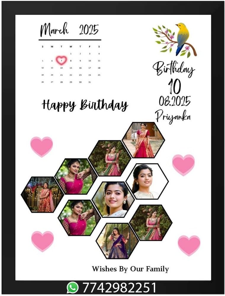 Customiz Photo Frame Gift for Birthday, Love, & Family Send Photos on 7742982251 9 inch Wedding, Birthday, Anniversary, Marriage, Gift Photo Frame, Retirement-image-1