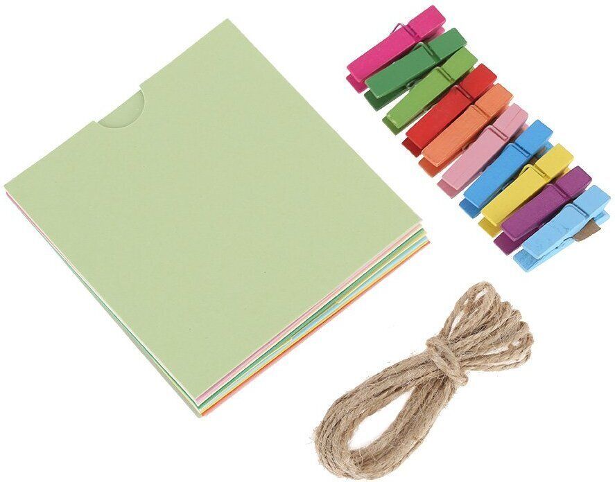 10 PCS Photo Picture Wall Hang Frame Clip Clamp String Rope 3 in 1 11 inch Wood-image-32