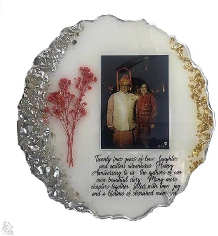 prismaticpour Handmade Resin Photo Frame with Lights & Flowers | Personalized Couple Gift 10 inch x10-picture-25