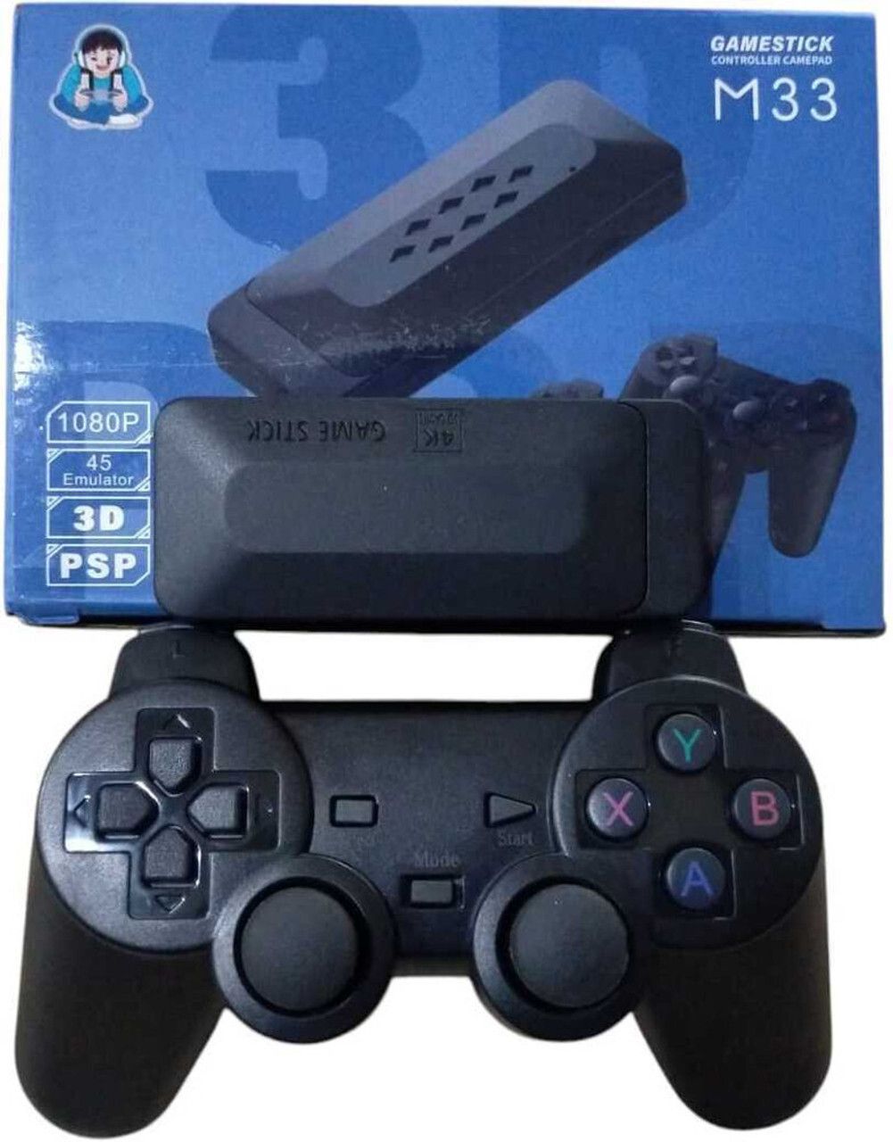 M33 Retro Game Stick Console with 2.4G Dual 2 Player For TV Wireless Video Games Gamepad Gaming Console for TV Video Game for Kids (Best Gift & Fun) All Ages 64 GB with 45+ Emulator, Full HD HDMI Output, TV Game Set, Sup Game Box , Mini Video Game Hand TV (Black, Game Box, Remote Hand Video Game for Kids,Loved by Fans of Console Gaming PS2 PlayStation 2 , PS3 PlayStation 3, PS4 PlayStation 4, Mini PlayStation 5 PS5,PS1,PSP,PVP,PS VITA, Xbox, Nintendo Switch 2) (InBuilt with 30000+Videogame like God of War, GTA Vice City)