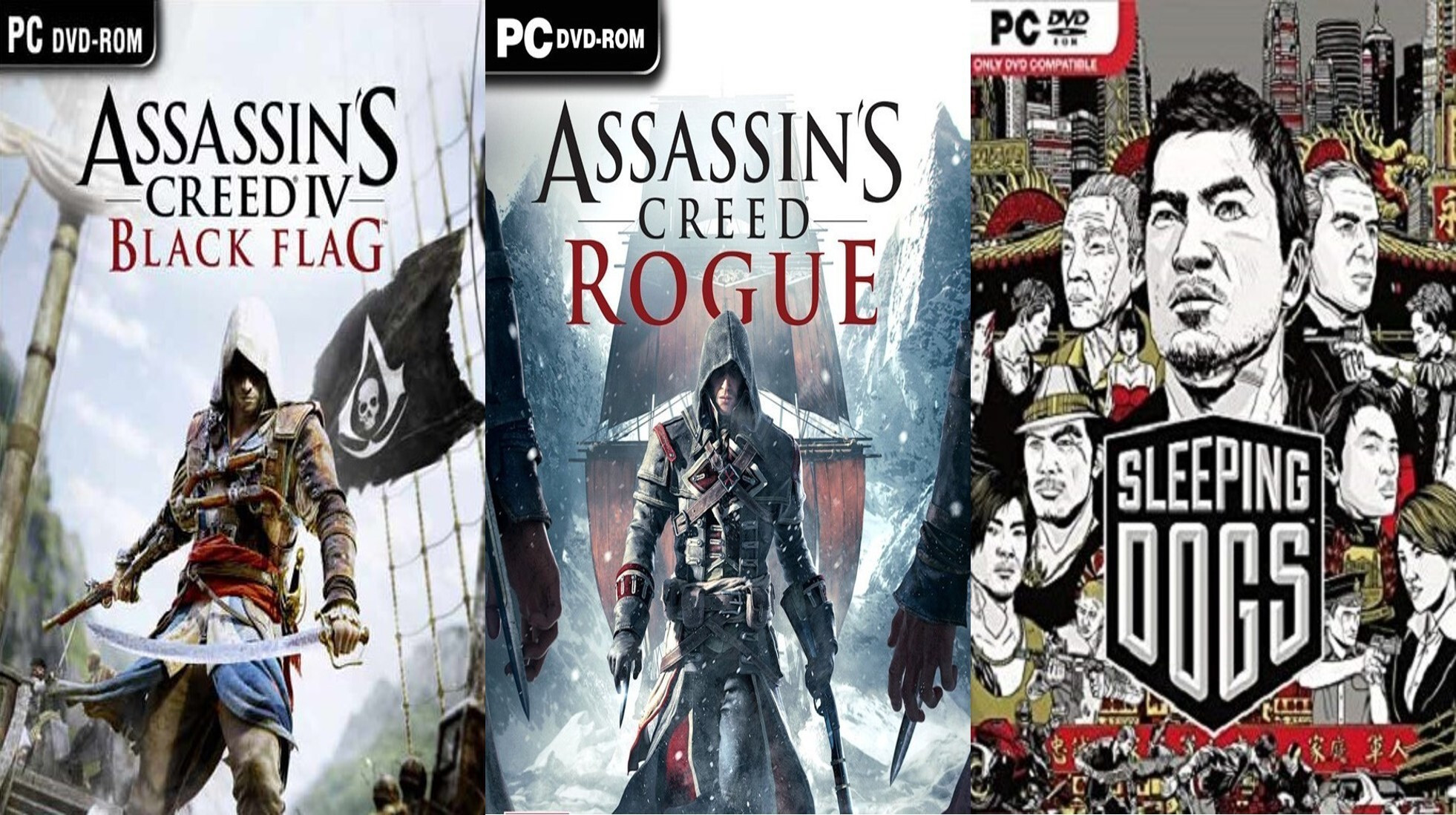 Assassins Creed Black Flag, Rogue, Sleeping Dogs Top Three Game Combo (OS : 64 Bit Only) (Offline Only) (Regular) image 1