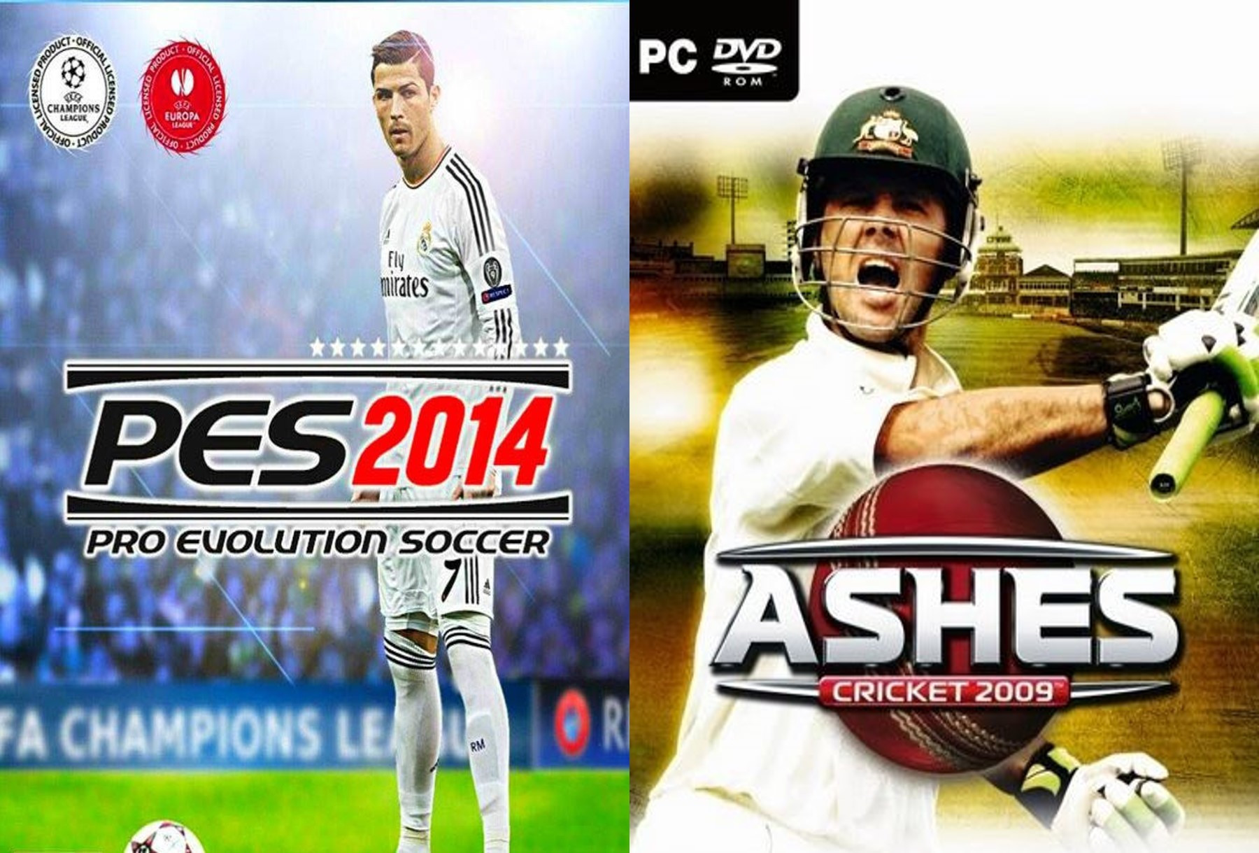 PES 2014 and Ashes Cricket 09 Top Two Action Game (Offline Only) (Regular) image 1