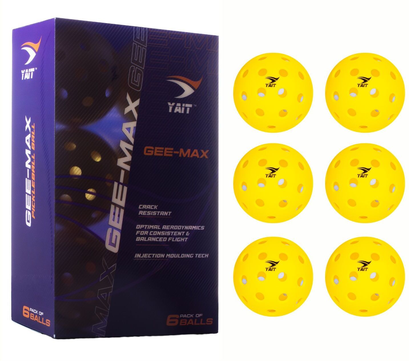 Gee-Max Pickleball Ball (Pack of 6) | 40 Hole Outdoor| AIPA (Yellow) Pickleball Ball-image-42
