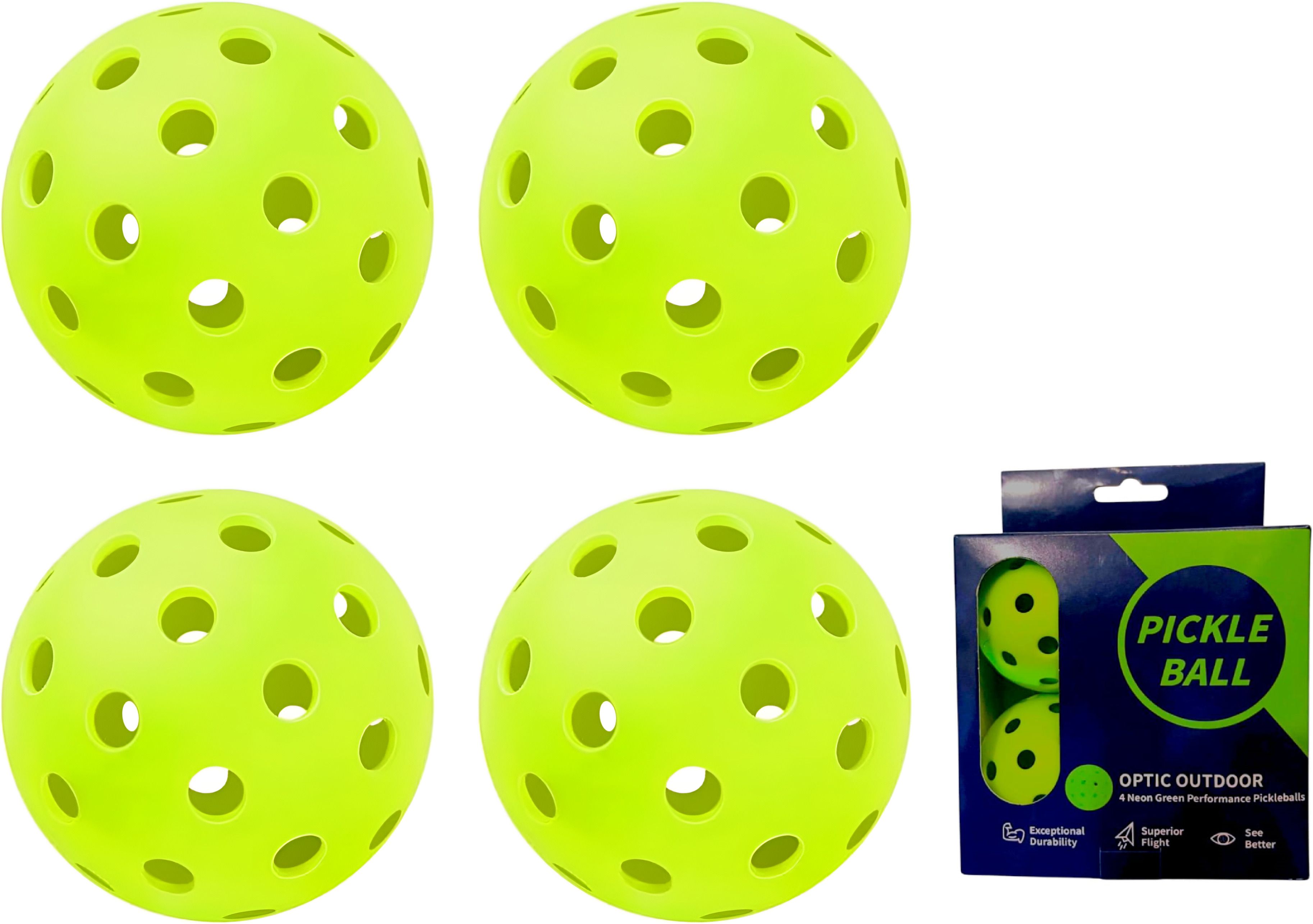 Pickleball Optic Outdoor 40-holes Balls NeonGreen (Set of 4)Design Durable Balls Pickleball Ball-image-2
