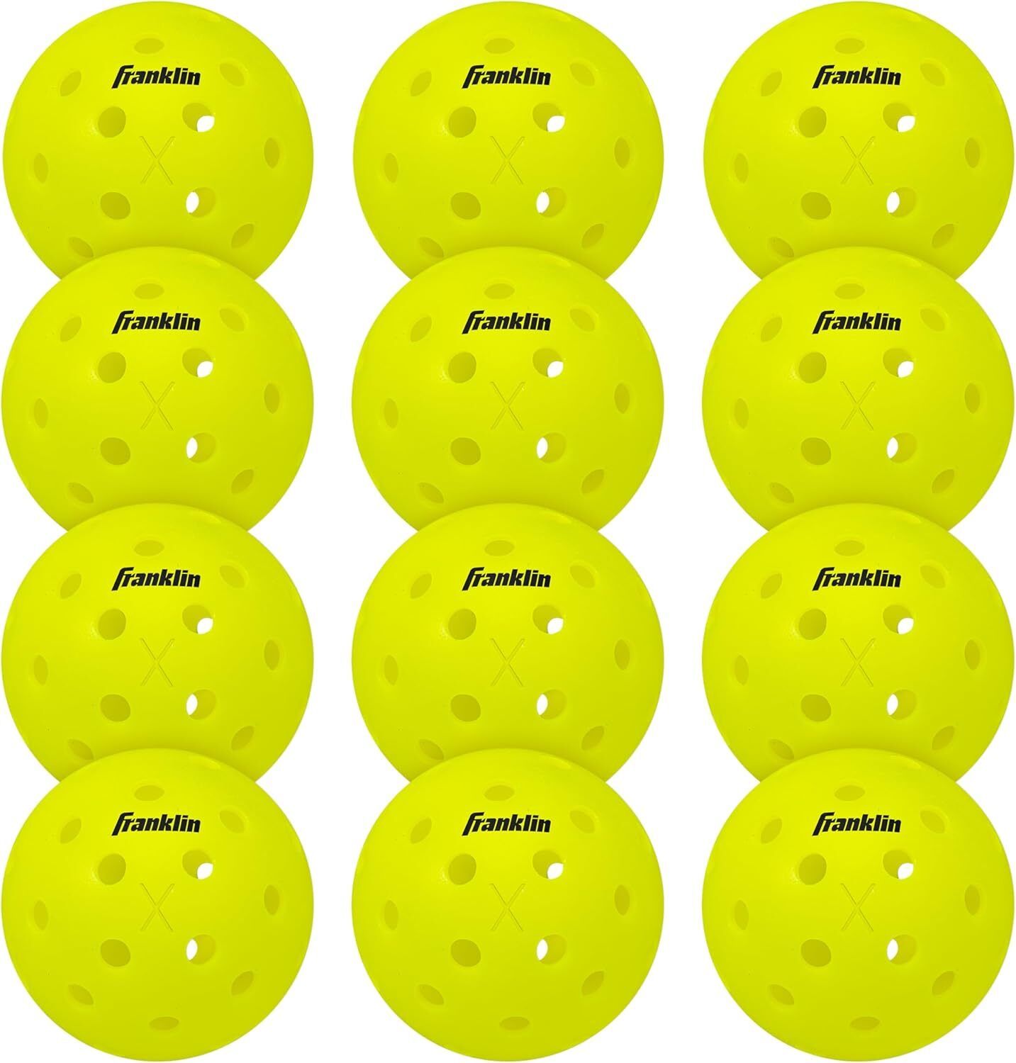 Franklin X-40 Outdoor Pickleball Balls | USA Approved | Yellow | Pack of 12 Pickleball Ball