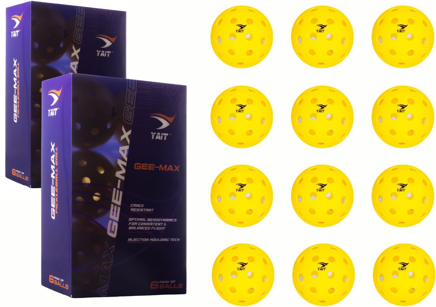 Gee-Max Pickleball Ball | 40 Hole Outdoor| AIPA (Yellow) Pickleball Ball