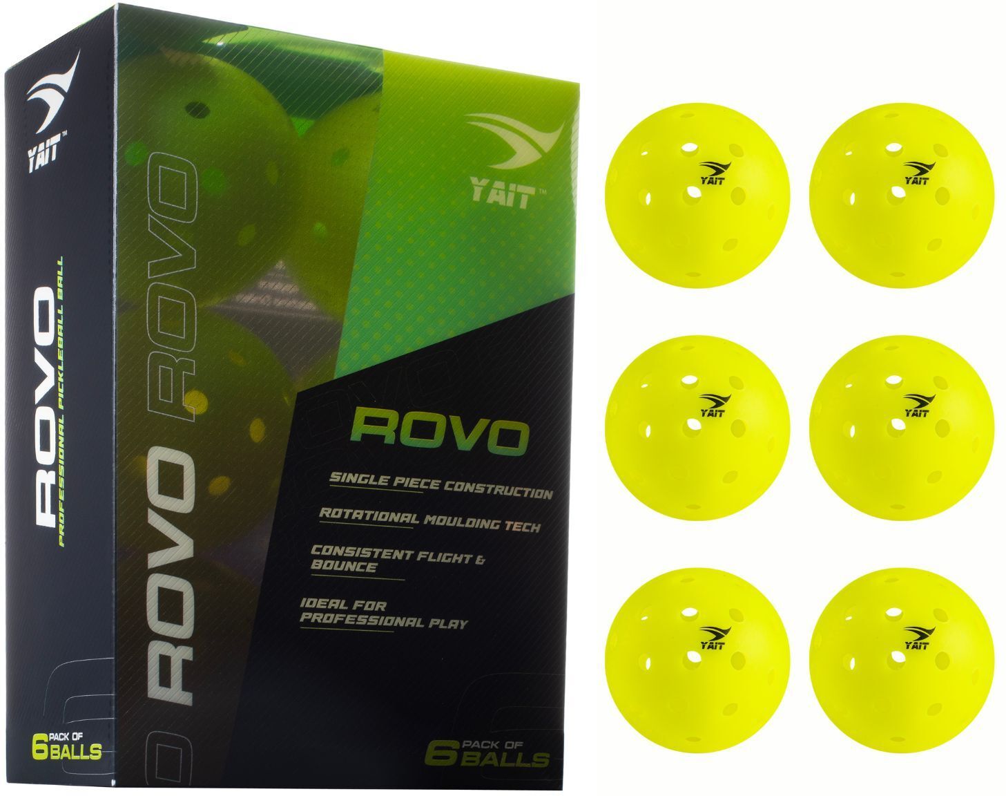 Rovo Pickleball Ball (Pack of 6) | 40 Hole Pro Outdoor| AIPA (Green) Pickleball Ball-image-36