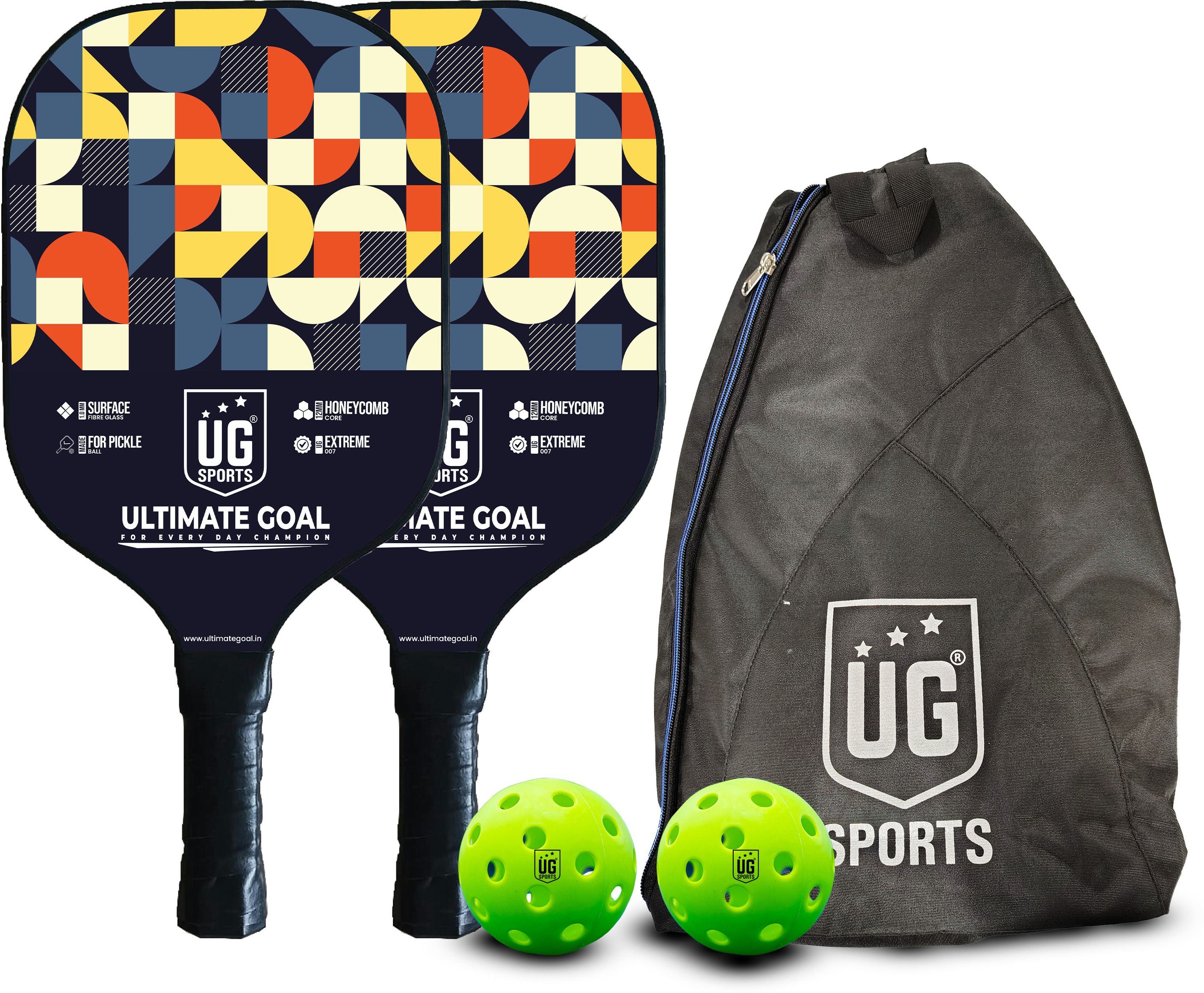 ultimate goal 2 Picklebal Paddle Free 1 Bag&2 Ball|Comfort Grip|Honeycombcore|12mm Fiber Glass Pickleball Ball-picture-35
