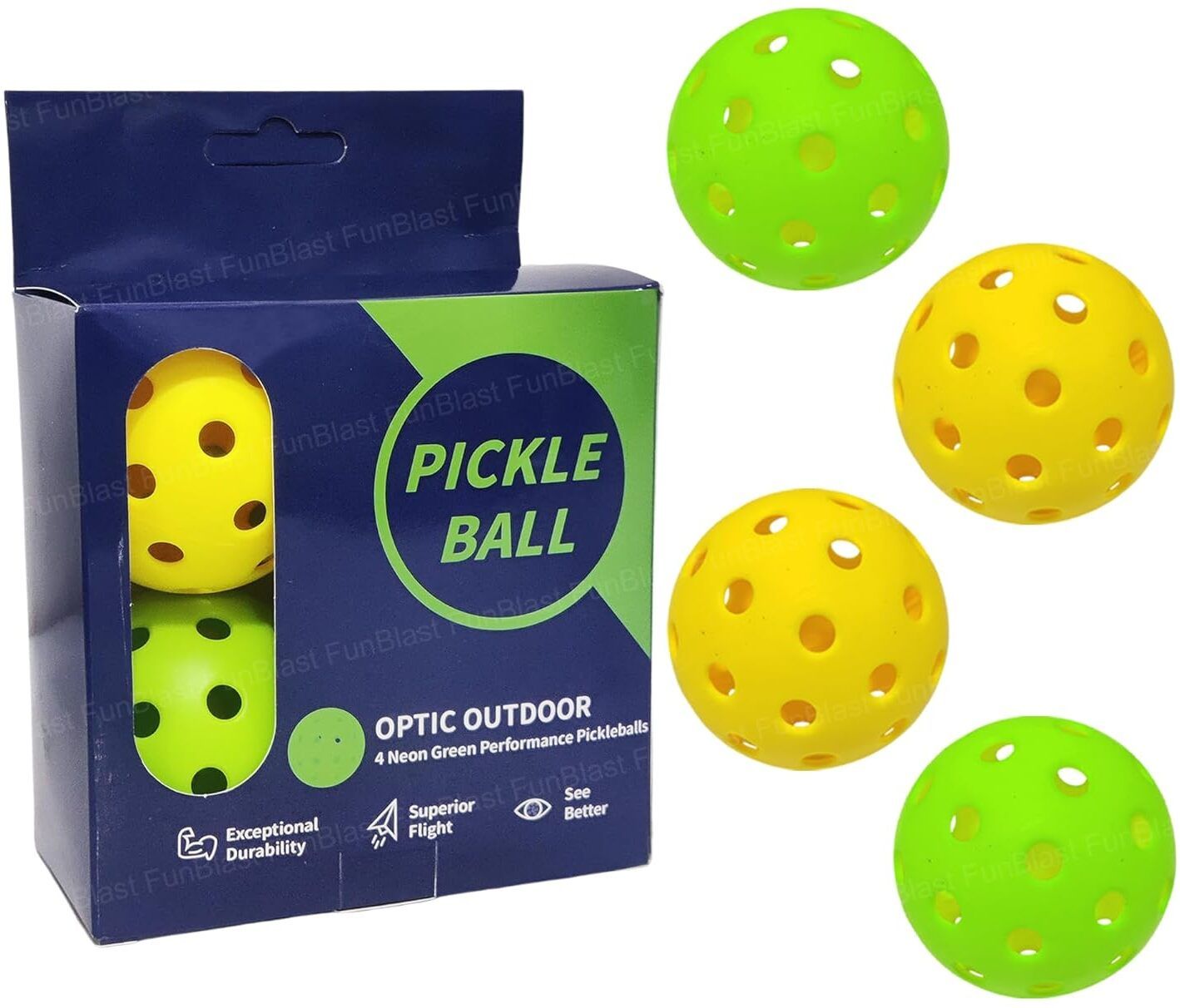 Neon Green Pickleballs Set of 4 with 40 Precision Molded Holes Pickleball Pickleball Ball-image-25