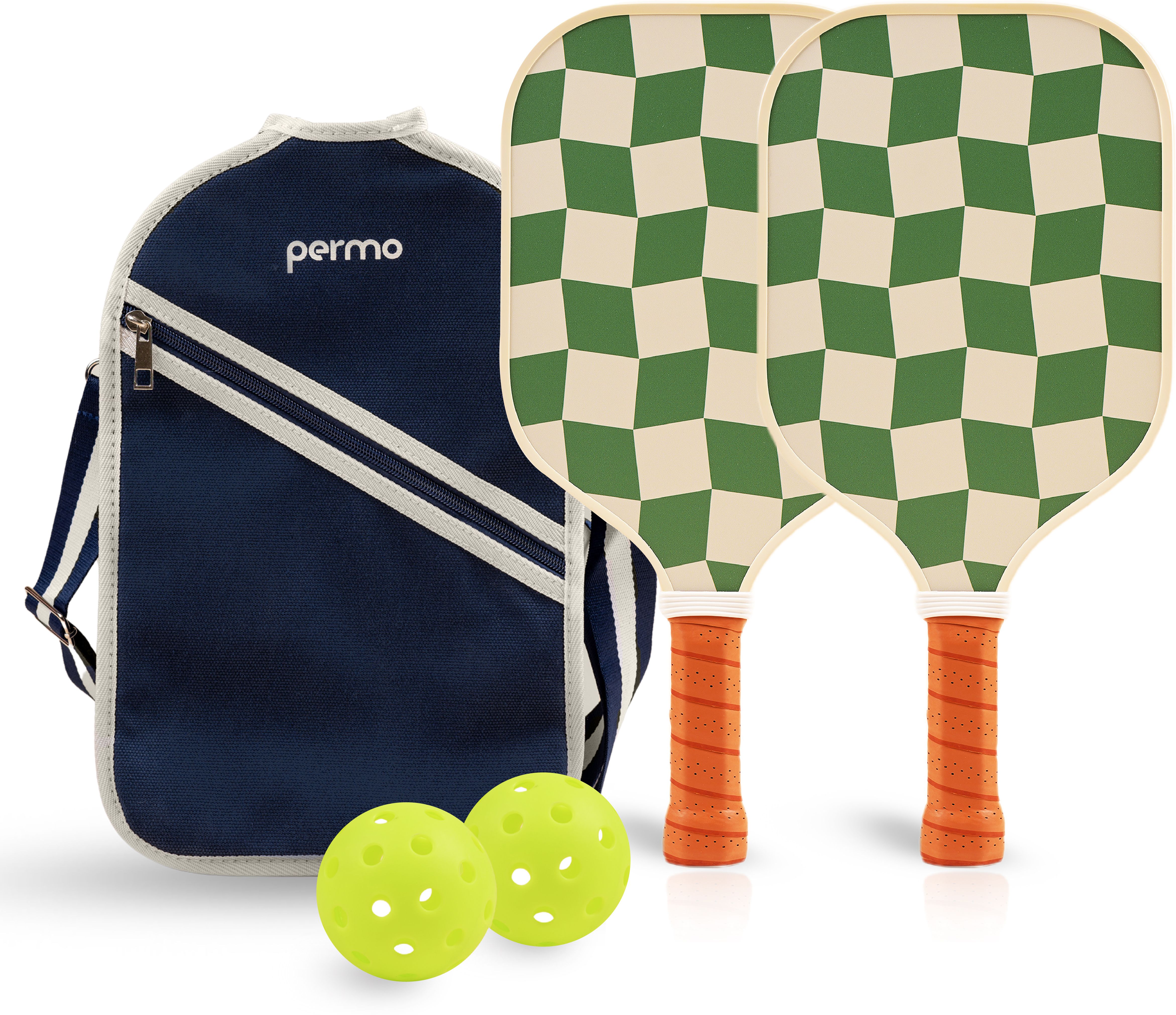 permo Premium Pickleball Set -2 Fiberglass Paddles 12mm, 2 Balls & 1 Lightweight Bag Pickleball Paddle-picture-16