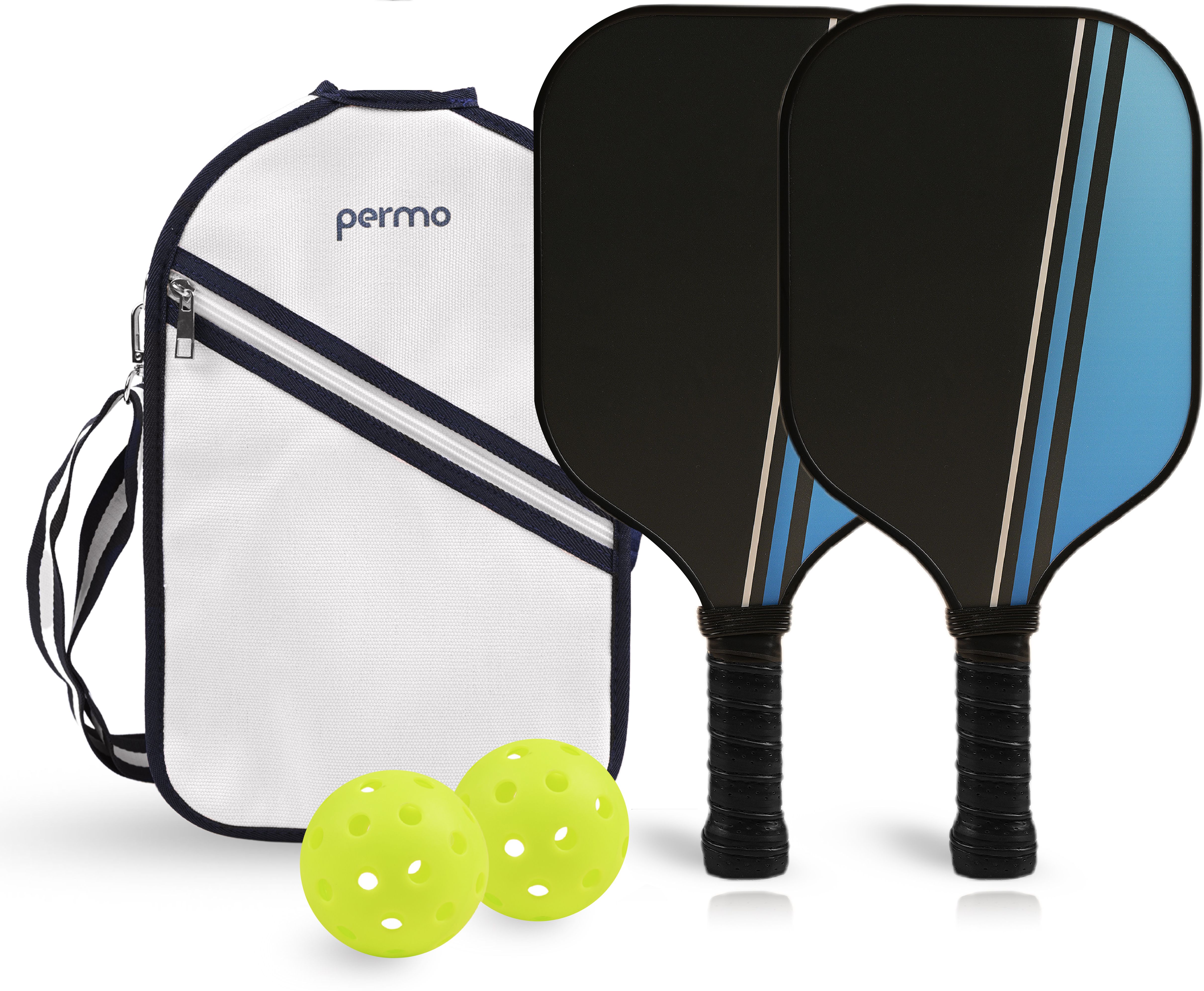 Pickleball Set-2 12mm Fiberglass Paddles 2 Outdoor Balls & 1 Lightweight Bag Pickleball Paddle-image-3