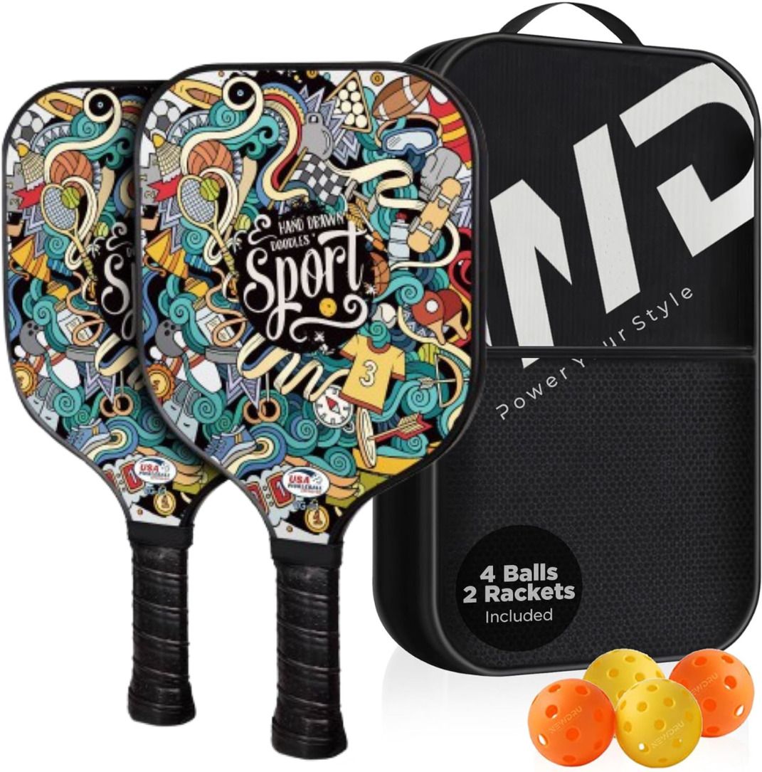 Lightweight Pickleball Paddle Set 2pcs Paddle 4pcs Pickleball Combo - Multicolor Pickleball Paddle