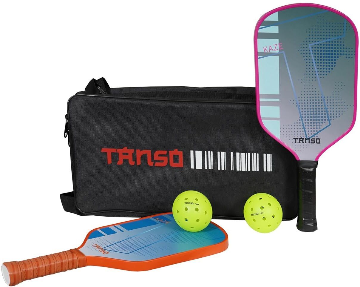 Kaze Pickleball Paddle Starter Bundle 2 Paddles & 2 Pickleballs & Free Carry Bag Pickleball Paddle