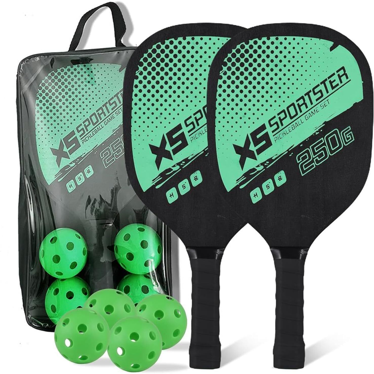 Pickleball Paddle Set, 2 Rackets and 4 Pickleballs Rackets Set Pickleball Paddle