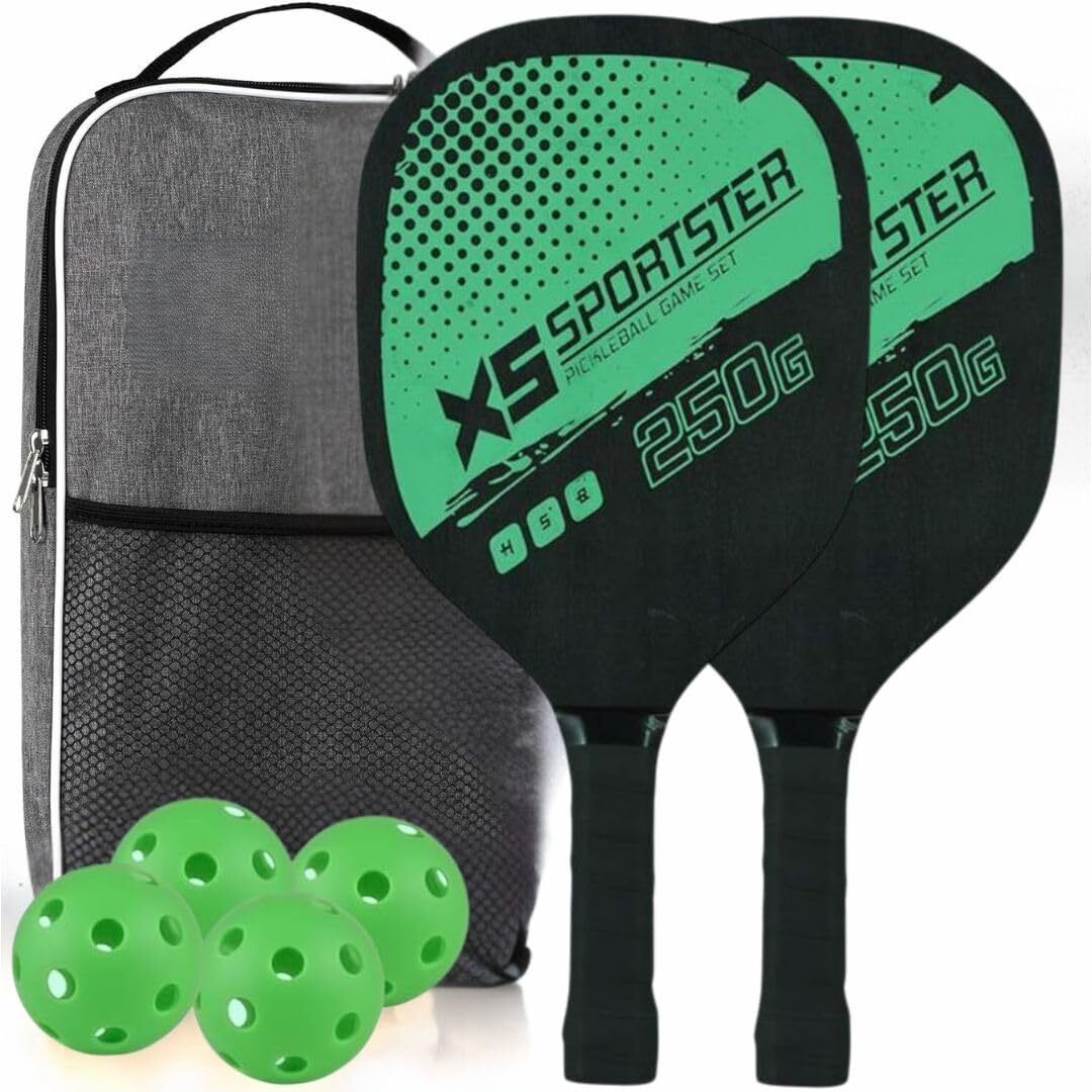 Full Pickleball Starter Set: 2 Paddles, 4 Balls & Backpack Tote Pickleball Paddle-image-18
