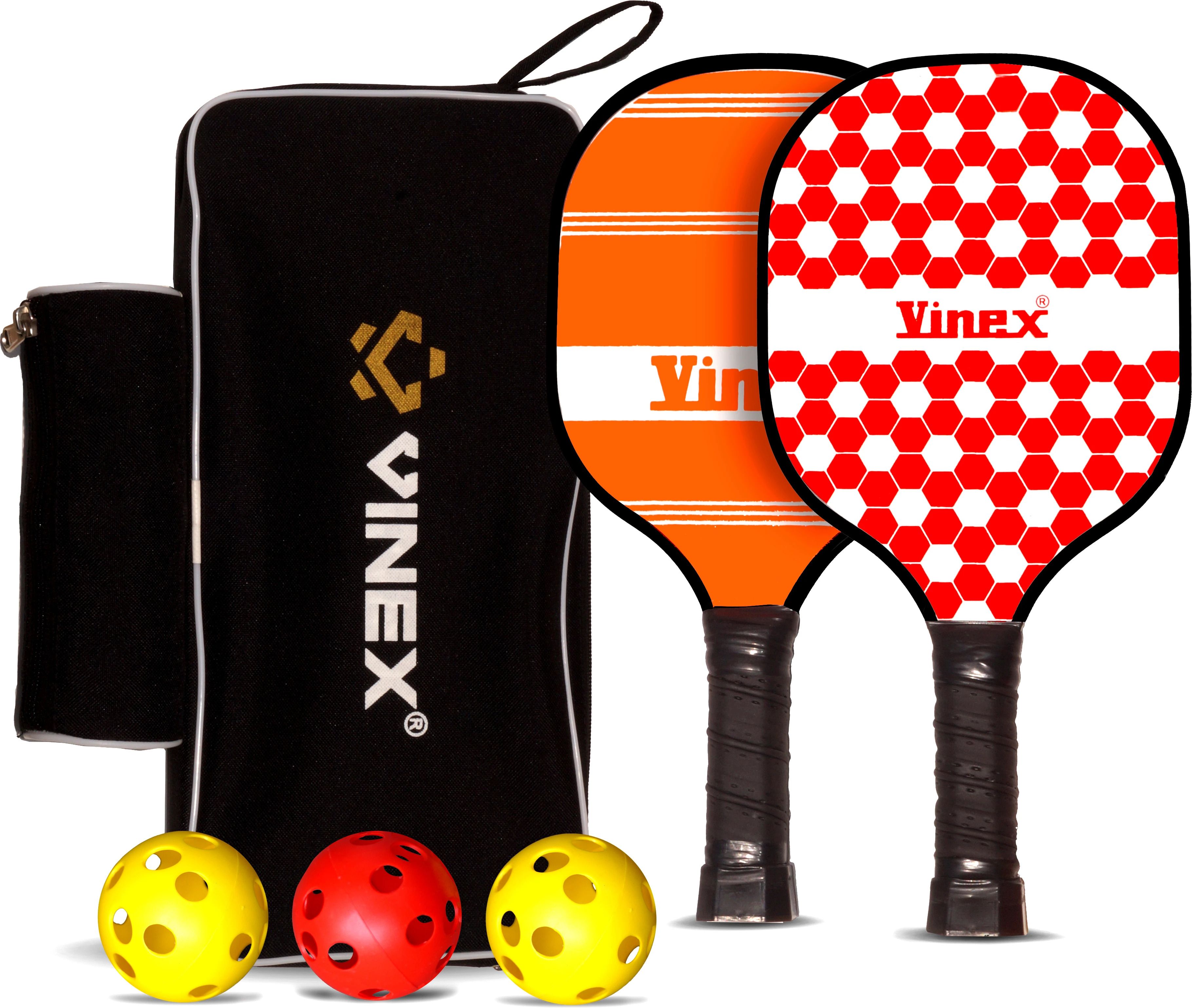 Wooden Pickleball Paddle Set Classic, Set (2 Racket+ 3 Pickle Ball + Carry Bag) Pickleball Paddle
