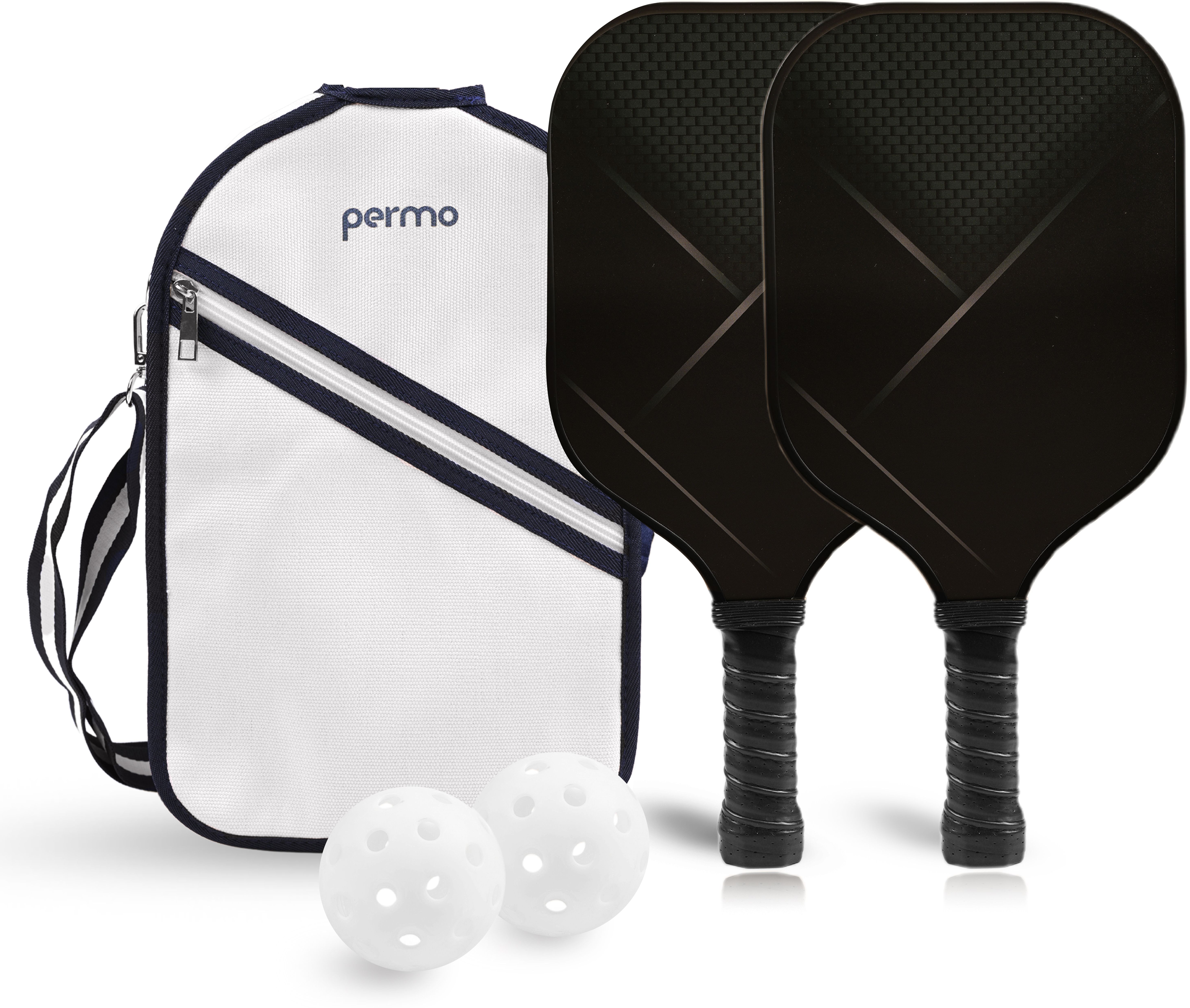 permo Pickleball Set-2 Fiberglass Paddles 12mm 2 Balls & 1 Bag Lightweight & Durable Pickleball Paddle-picture-14