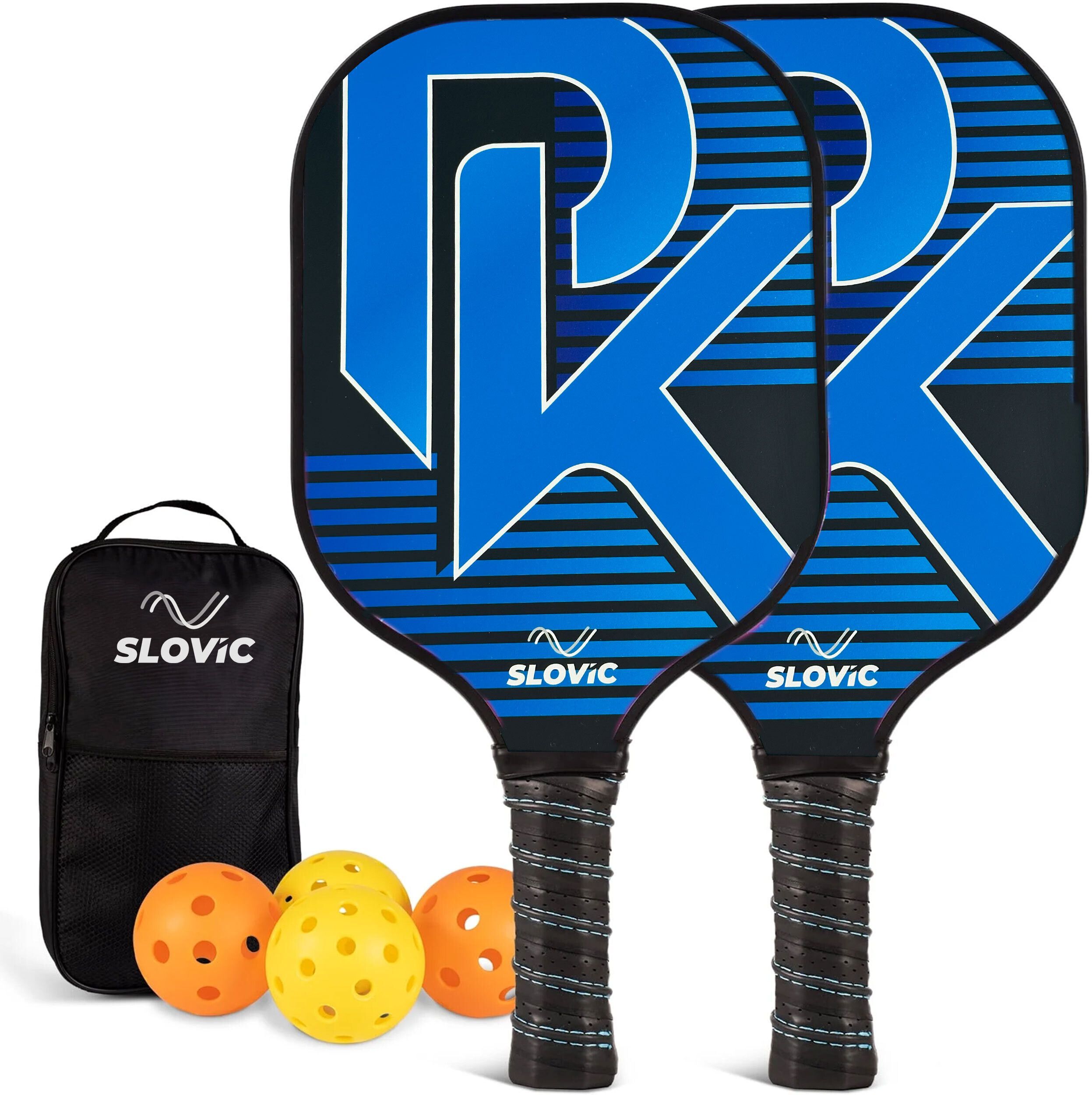 Pickleball Set with Fiberglass Paddles & 4 Balls (Indoor & Outdoor) Pickleball Paddle