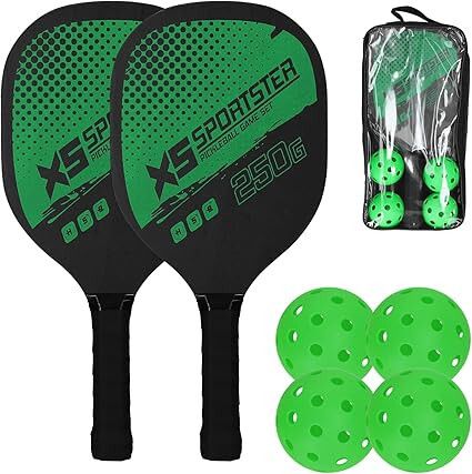 Complete Pickleball Paddle Kit with 2 Paddles, 4 Balls, and Carry Bag Pickleball Ball