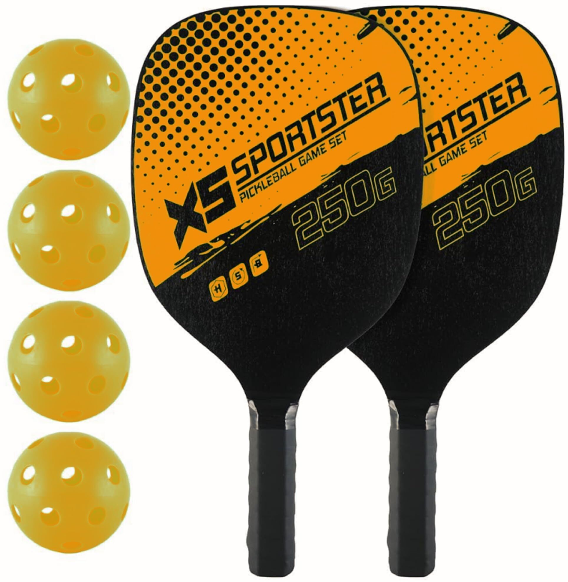 Pickleball Paddle Set with 4 Balls & Carry Bag Outdoor Family Game Kit(Yellow) Pickleball Paddle-image-46
