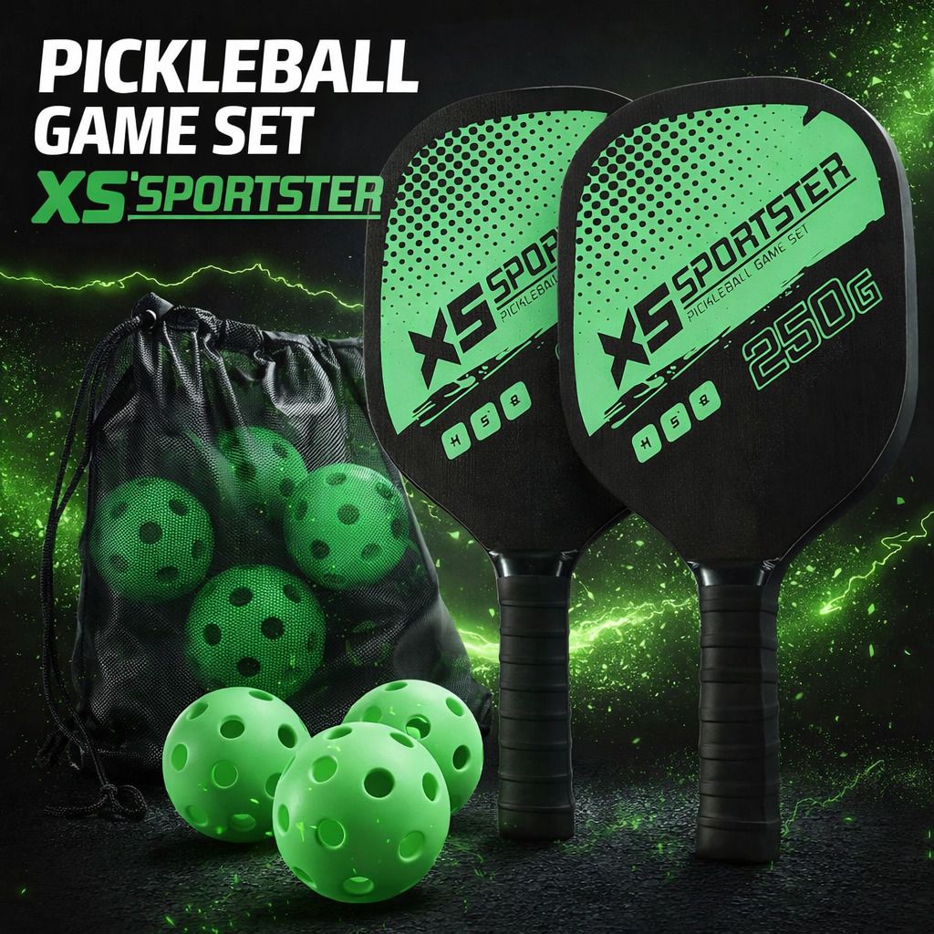 zyora Pickleball Paddle Set with 2 Wooden Paddles, 4 Outdoor Balls & Carry Bag (Green) Pickleball Paddle-picture-19