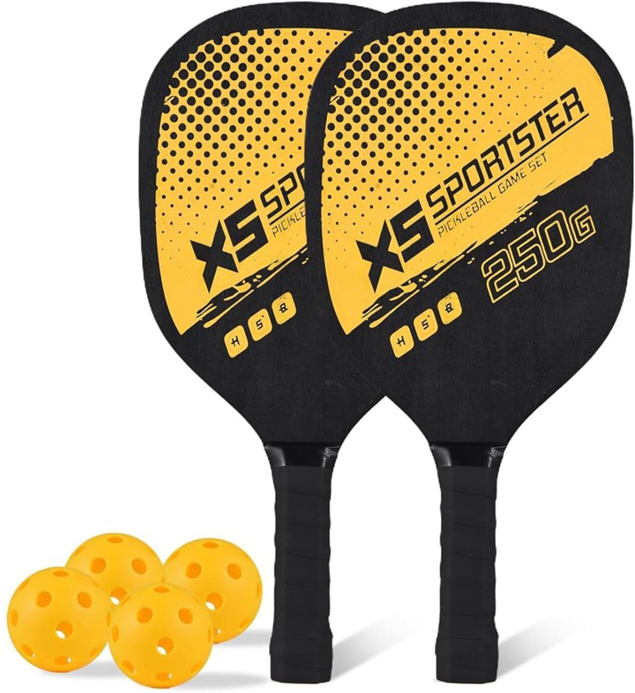 Pickle Ball Racket Set - 2 Premium Wood Rackets with 4 Balls Pickleball Paddle-image-40