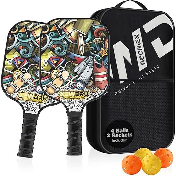 Pickleball Paddle Set 2 Rackets & 4 Ball-Fiberglass Surface for Power & Control Pickleball Paddle-image-22