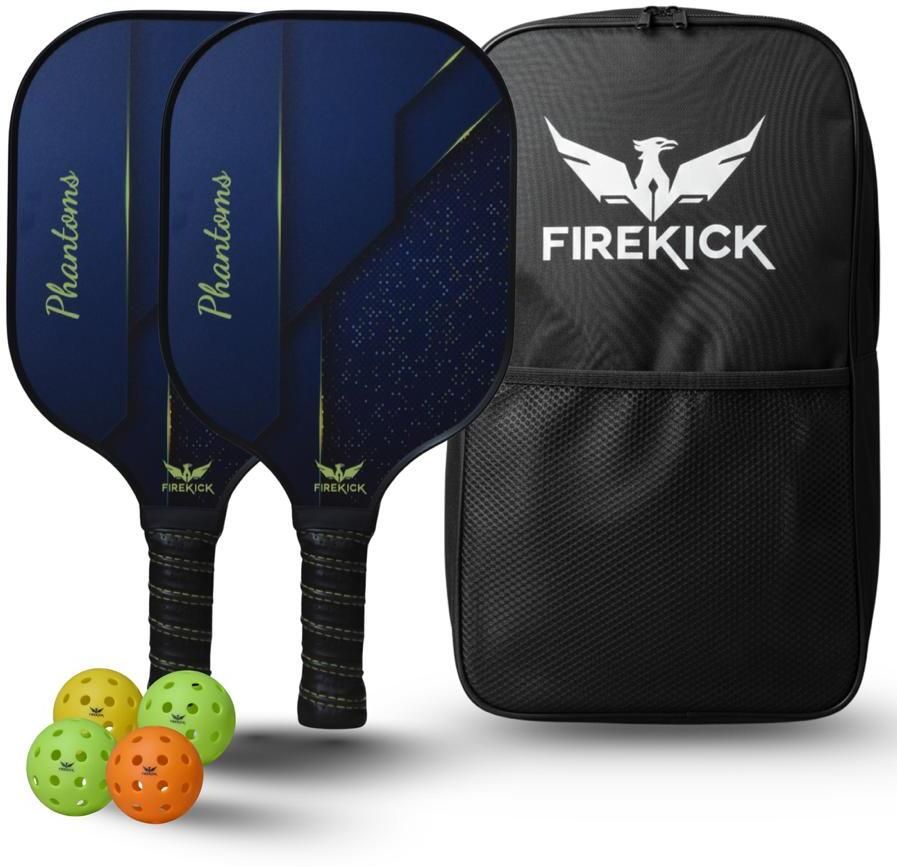 firekick Phantoms Glass-Fiber Pickle-Paddle Set|2 Paddles,4 Pro Balls, Kit Bag| Pickleball Paddle-picture-34