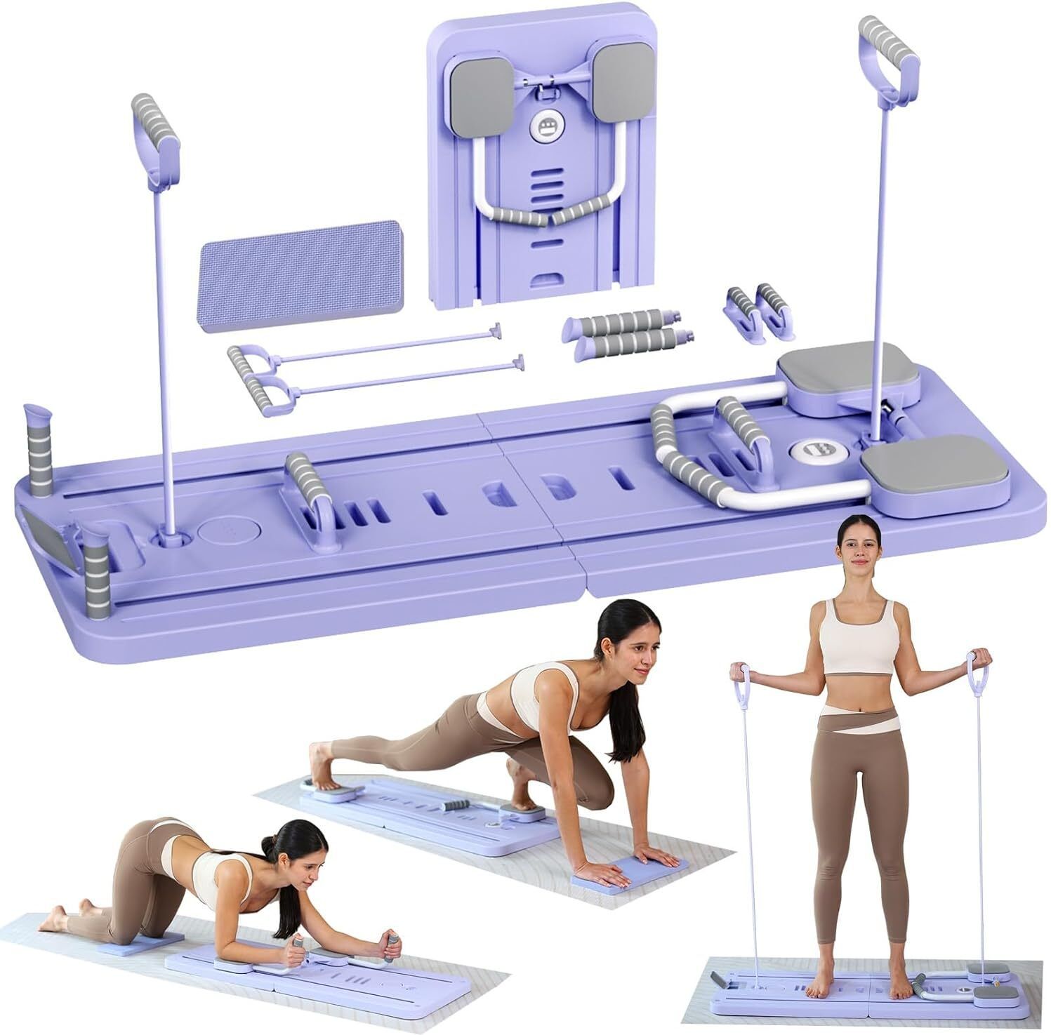 arth siddhi Home Gym Workout Board with Resistance Bands, Push Up Handles & Pilates Bar Excersise Board-08 Pilates Reformer-picture-37