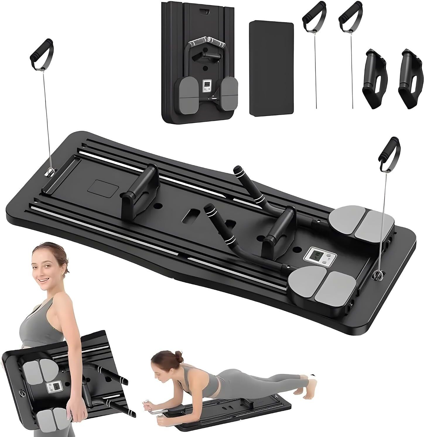 Multifunction Push Up Training Board with Resistance Tubes for Home Fitness Excersise Board-16 Pilates Reformer-image-46