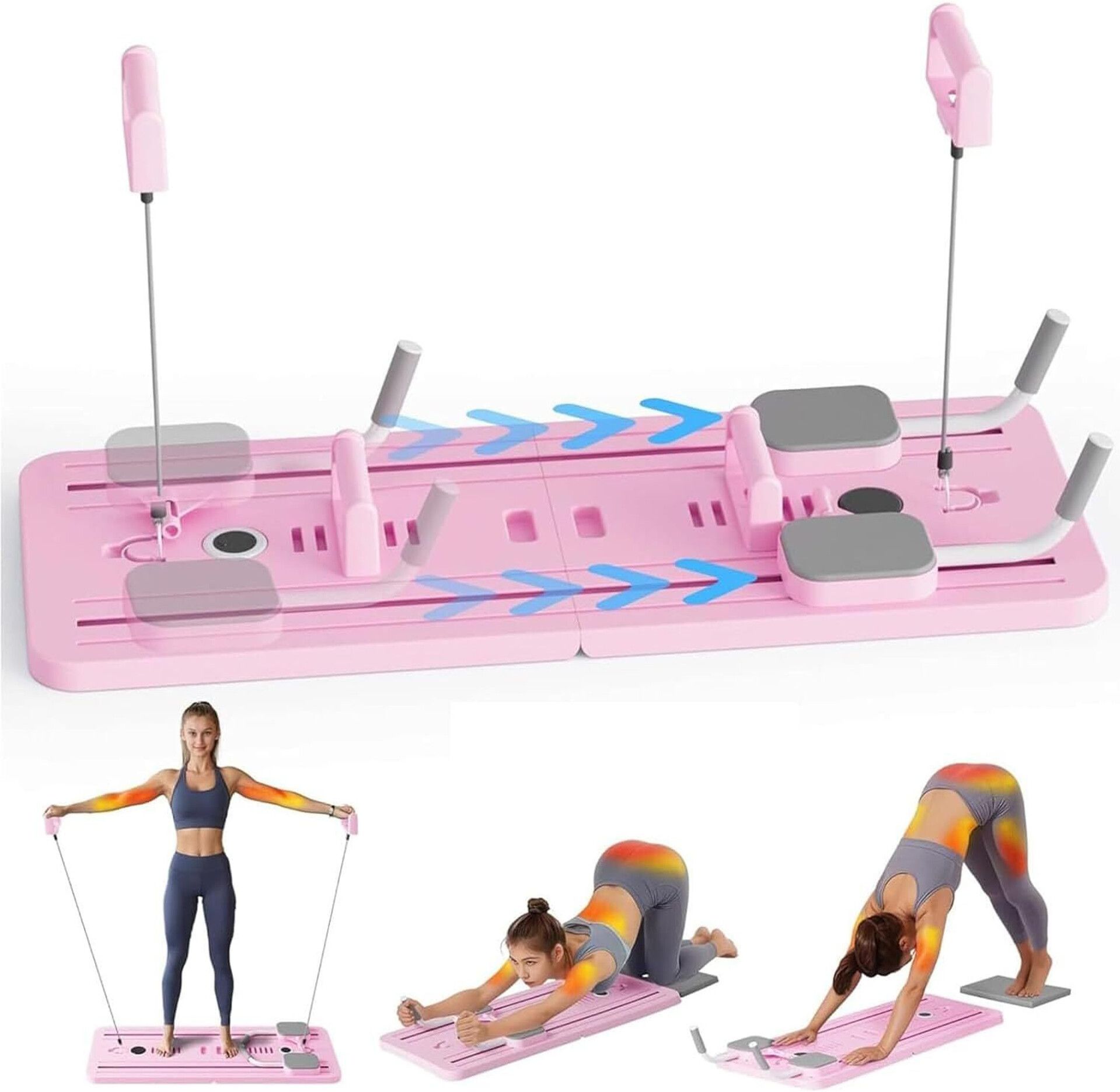 arth siddhi Portable Full Body Workout Push Up Board with Fitness Resistance Bands Excersise Board-25 Pilates Reformer-picture-33