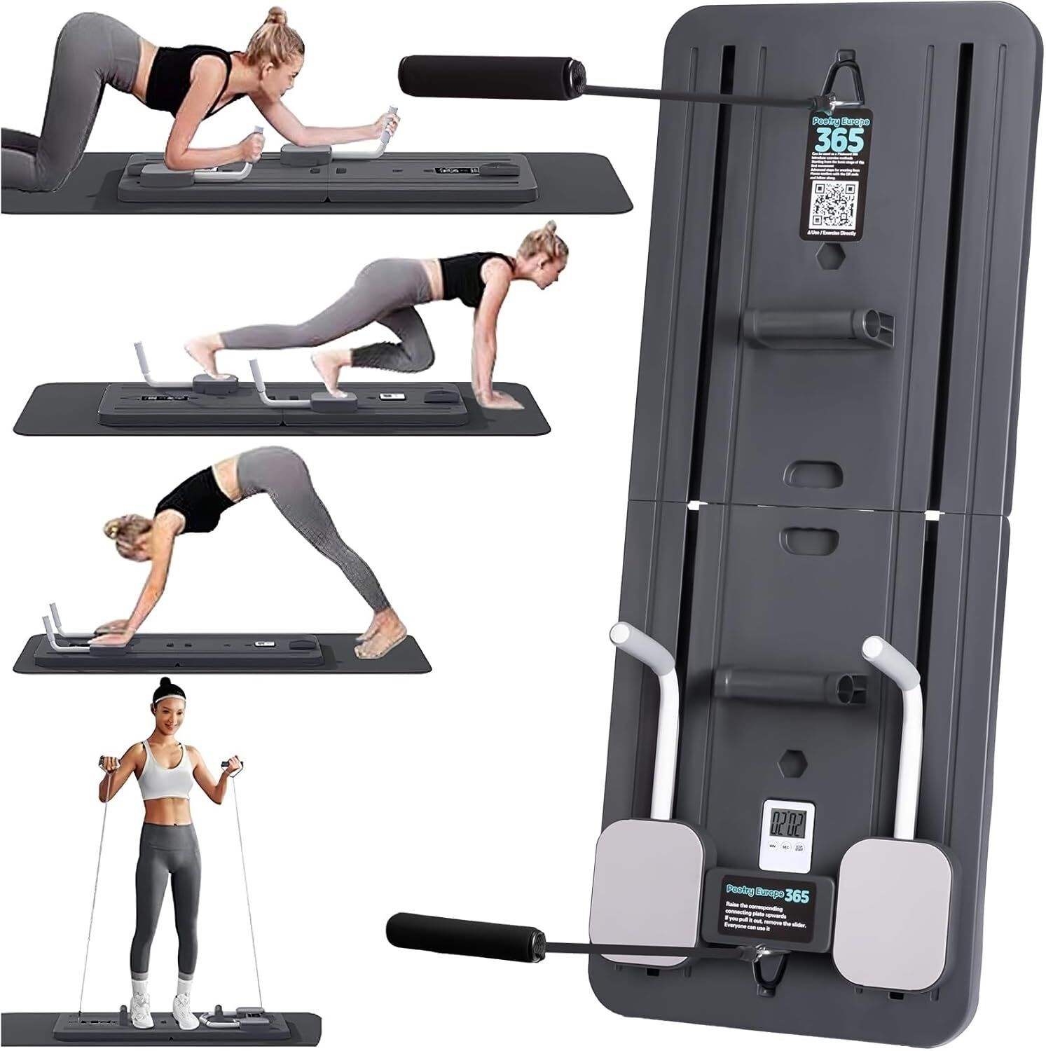 Portable Pilates Board - Multifunctional Ab Board Fitness Equipment for Home Use Multifunctional Abdominal Plate AB Core Trainer with Timer Foldable Pilates Pilates Reformer