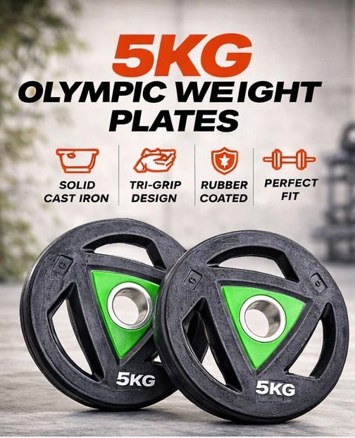 5KG*2 Olympic Plates Rubber Coated Tri-Grip 50mm Pilates Ring-image-31