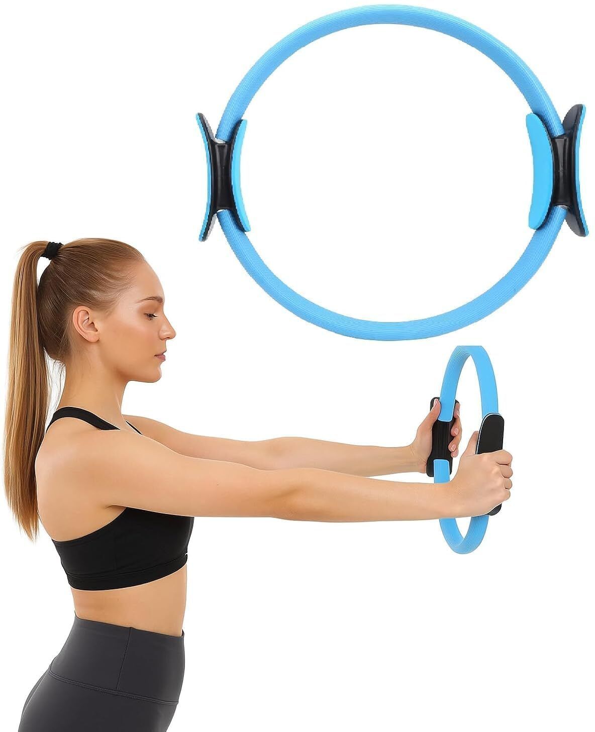 Double Handled Pilates Ring - Yoga Gym Fitness Exercise Dual Band Circle (PO1) Pilates Ring