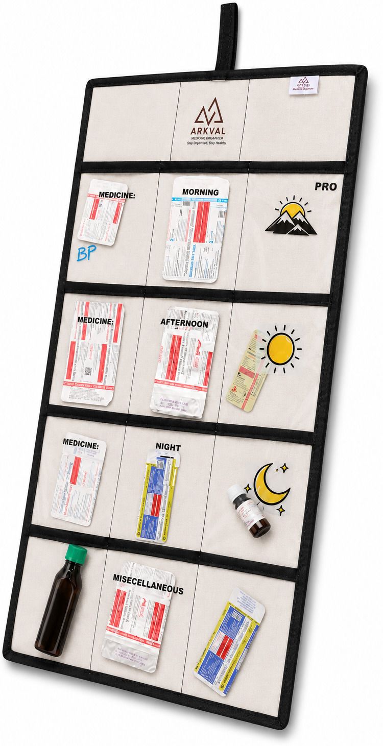 30 Days Pro 12 Pockets Medicine Organizer for Home & Travel | 30"x16.5" English Pill Box-image-47