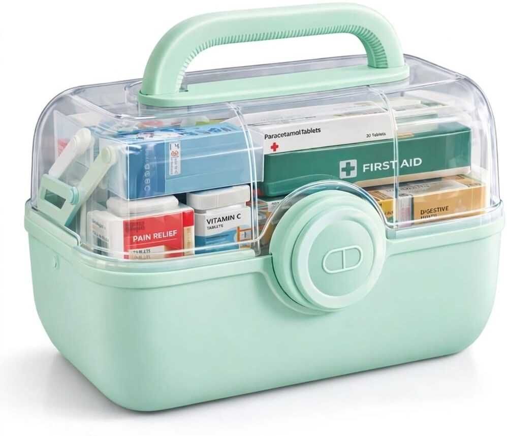 0 Day Multi Layer Medicine Storage Box Portable First Aid Organizer with Lock Lid Pill Box-image-46