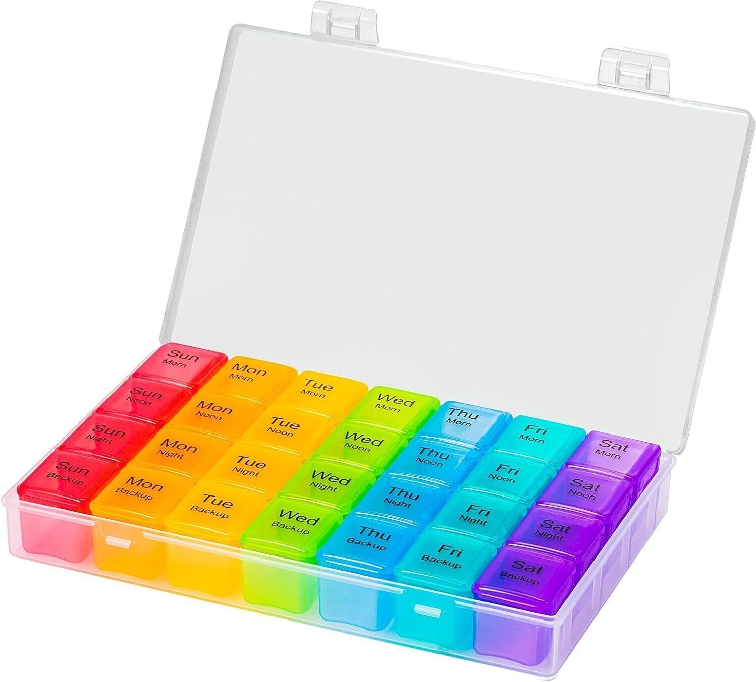 7-day Weekly Pill Organizer 28 Compartment Medicine Box with Morning Noon Night Slots Pill Box-image-42