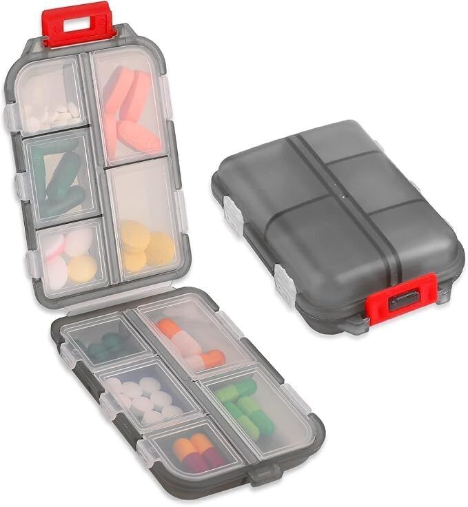 Daily Use Medicine Organizer Box 12 Compartments, Secure Lock, Compact & Travel-Friendly Pill Box