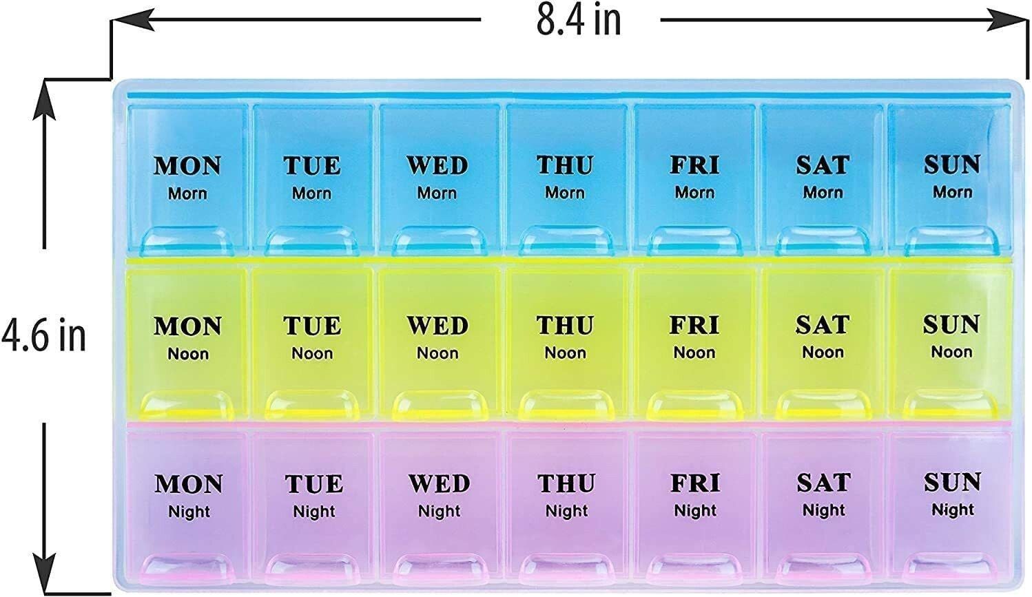 MONDAY - SUNDAY (Morning, Noon, Night) Medicine organizer box | Pill organizer 21 Compartments, (Pack of 1) Pill Box