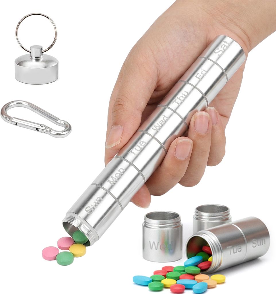 elephantboat 7-day Metal weekly pill organizer compact 7 day storage case for daily use needs Pill Box-picture-26