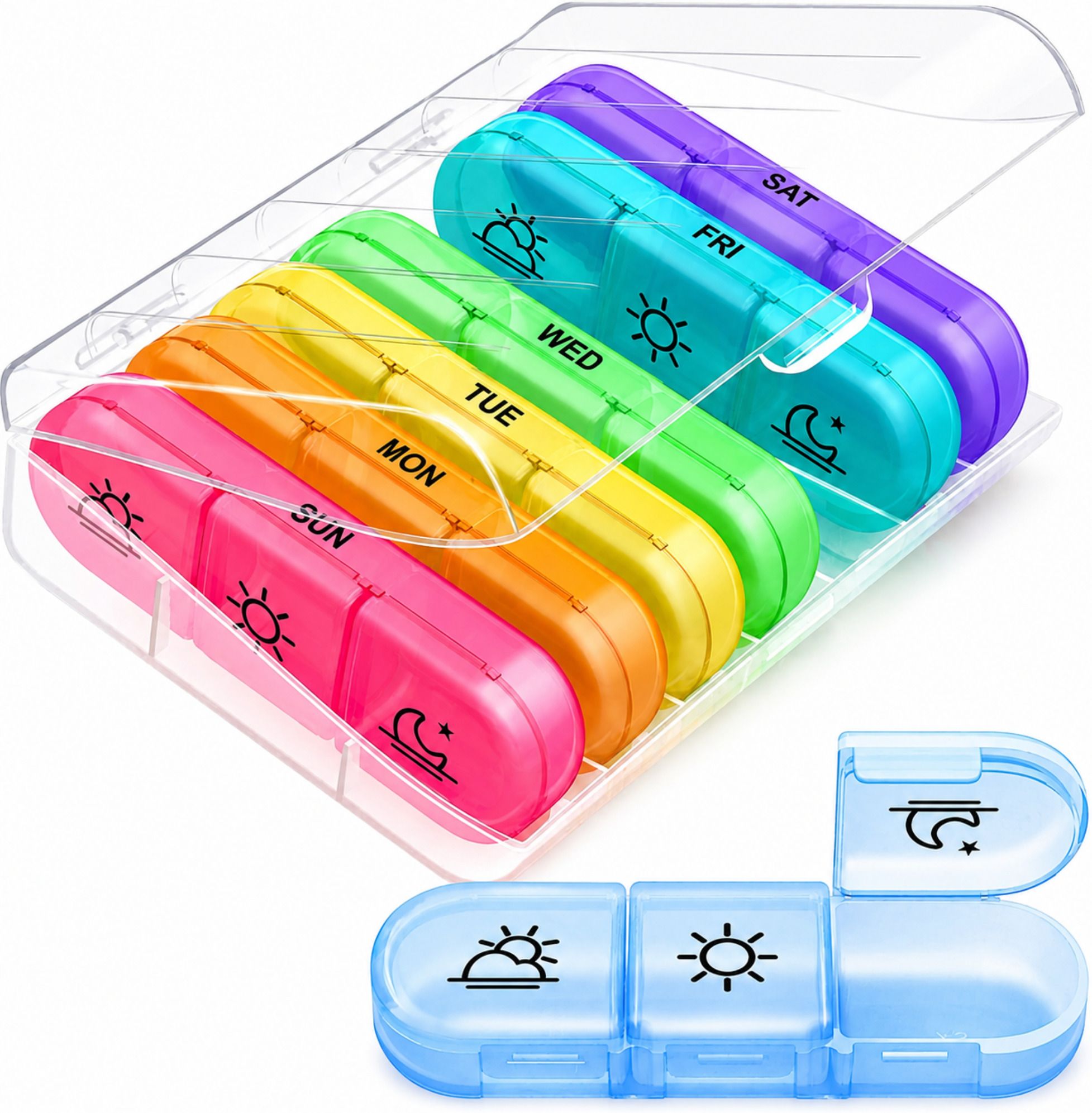 Weekly Pill Organizer (7 Days × 3 Times Daily) 21 Compartments Medicine Organizer Box for Tablets Vitamins & Capsules Pill Box-image-31