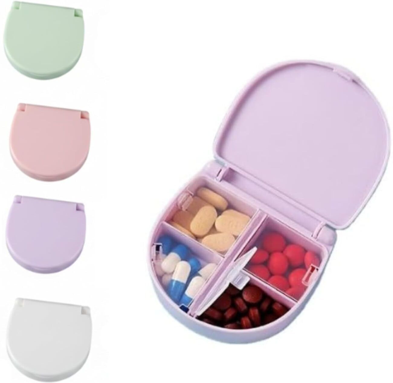 4-day Round Travel Pill Organizer Box 4 Compartment Portable Medicine Storage Case Pill Box-image-11