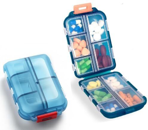 NA Double Layer Pill Organizer – Portable 10 Compartment Travel Medicine Box Pill Box-image-37